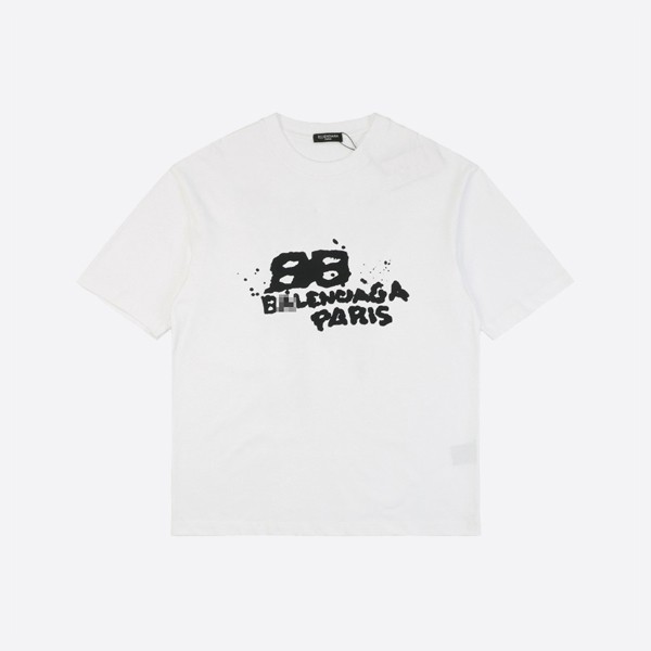 バレンシアガ 手描き BB アイコン Tシャツ ミディアムフィット ホワイト