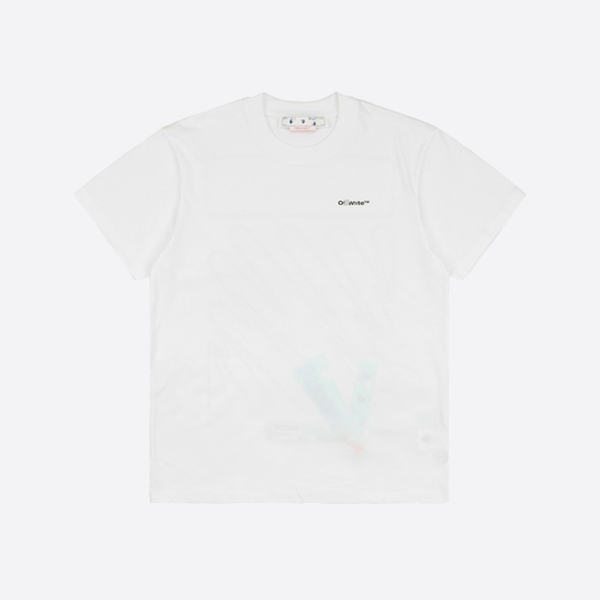 オフホワイト ウェーブアウトラインダイアグスリムS/S Tシャツ ホワイト