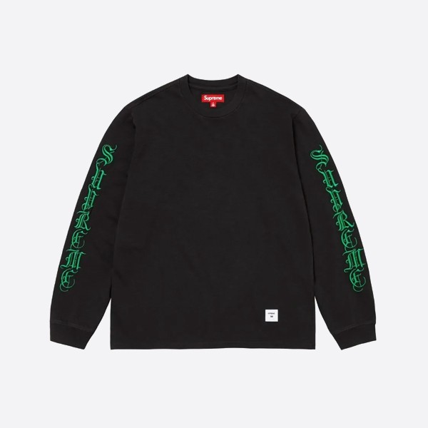 シュプリーム FW24 オールドイングリッシュ L/S Tシャツ ブラック